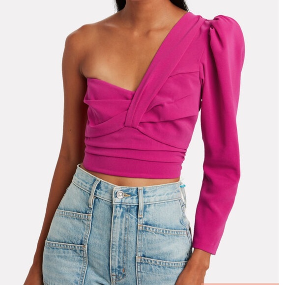 A.L.C. Pink One Shoulder Twist Crop Top - Picture 1 of 5